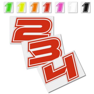 Race Number Sticker, set of 2, font  Brünn, various colours