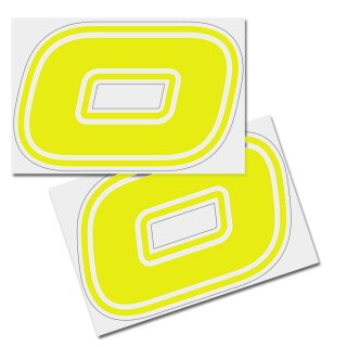 Race Number Sticker, set of 2, font  Brünn, # 0, yellow