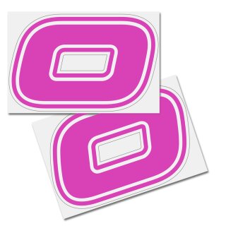 Race Number Sticker, set of 2, font  Brünn, # 0, pink