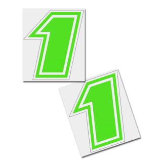 Race Number Sticker, set of 2, font  Brünn, # 1, green
