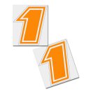 Startnummer Aufkleber 2er Set, Schrift Brünn, # 1, orange