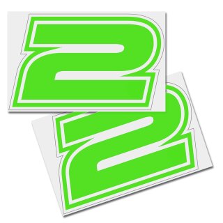 Race Number Sticker, set of 2, font Brünn, # 2, green