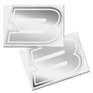 Race Number Sticker, set of 2, font Brünn, # 3, silver