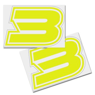 Race Number Sticker, set of 2, font Brünn, # 3, yellow