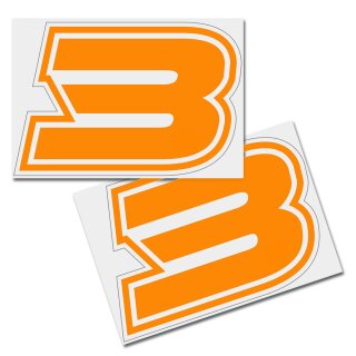 Race Number Sticker, set of 2, font Brünn, # 3, orange