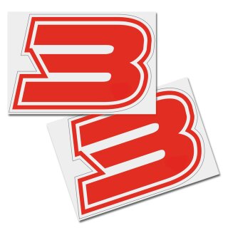 Race Number Sticker, set of 2, font Brünn, # 3, red