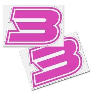 Race Number Sticker, set of 2, font Brünn, # 3, pink