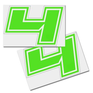 Race Number Sticker, set of 2, font Brünn, # 4, green