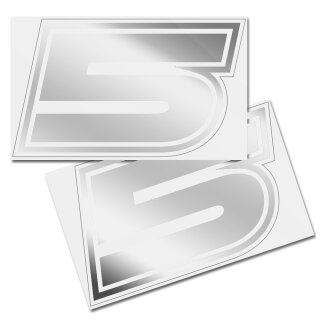 Race Number Sticker, set of 2, font Brünn, # 5, silver