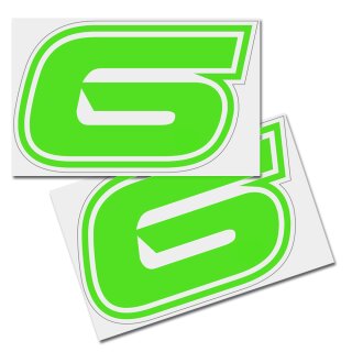 Race Number Sticker, set of 2, font Brünn, # 6, green