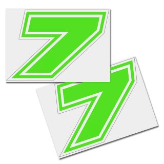 Race Number Sticker, set of 2, font Brünn, # 7, green