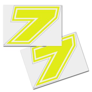 Race number Sticker, set of 2, font Brünn, # 7, yellow