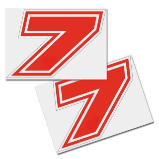 Race Number Sticker, set of 2, font Brünn, # 7, red