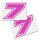 Race Number Sticker, set of 2, font Brünn, # 7, pink