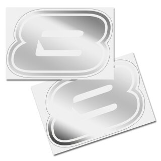 Race Number Sticker, set of 2, font Brünn, # 8, silver