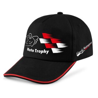 Klassik Motorsport Beechfield Basecap, schwarz, mit rotem Streifen