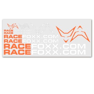 RACEFOXX Aufkleberbogen, neonorange/weiß