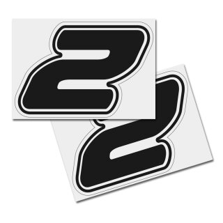 Race number Sticker, set of 2, font Assen, # 2 black