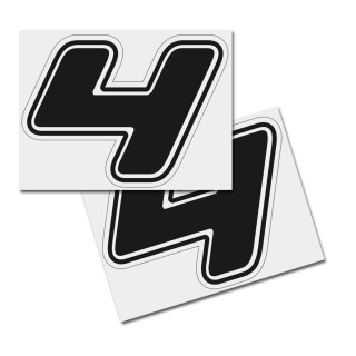 Race Number Sticker,set of 2, font Assen, # 4 black
