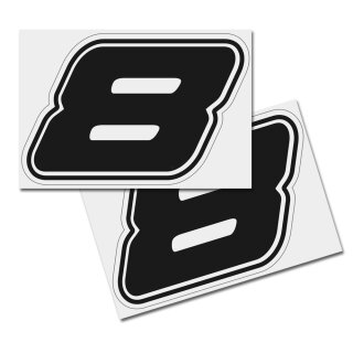 Race Number Sticker, set of 2, font Assen, # 8 black