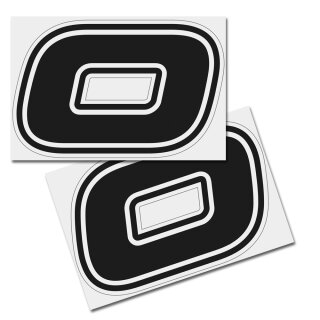 Race Number Sticker, set of 2, font Brünn, # 0 black