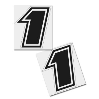 Race Number Sticker, set of 2, font Brünn, # 1 black