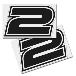 Race Number Sticker, set of 2, font Brünn, # 2 black