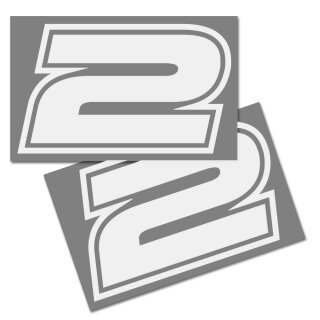 Race Sumber Sticker, set of 2, font Brünn, # 2 white