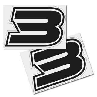 Race Number Sticker, set of 2, font Brünn, # 3 black