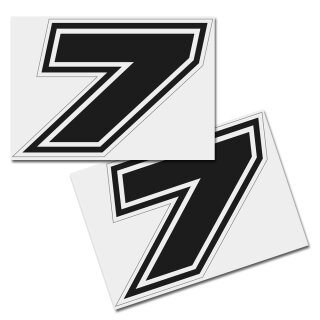 Race Number Sticker, set of 2, font Brünn, # 7 black