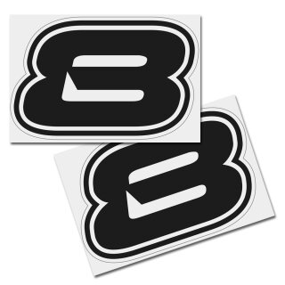 Race Number Sticker, set of 2, font Brünn, # 8 black