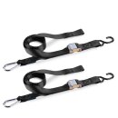 Tie-down Belt with S- and Snap Hook, 200 x 4 cm, 2 pcs