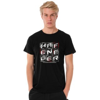 Hafeneger U-Neck T-Shirt MEN, black, fancy logo, size M