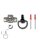 D-Ring 1/4 Turn Fasteners, 14 mm, Steel, Black, Set of 8 with Rivet Plates