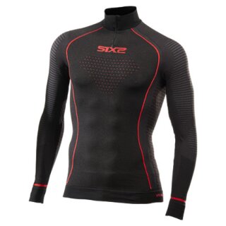 SIXS Funktionsshirt-langarm mit Zip Kragen Blazefit TS13W schwarz-rot