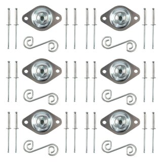 Big Size Spring 1/4 Turn Fasterners, 19 mm, Steel, Set of 6, Silver
