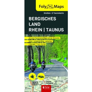 FolyMap Bergisches Land - Rhein - Taunus  - Straßen- und Tourenkarte 1:250 000