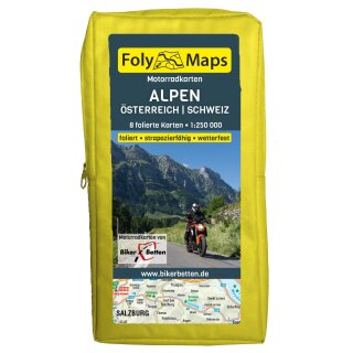 FolyMaps Motorradkarten Alpen Österreich Schweiz - Set mit 8 Karten 1:250 000
