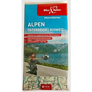 BikerBetten Motorradkarten Alpen Österreich Schweiz - Set mit 6 Papierkarten 1:300 000