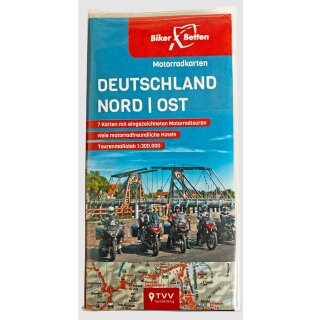BikerBetten Motorradkarten Deutschland Nord-Ost - Set mit 7 Papierkarten 1:300 000
