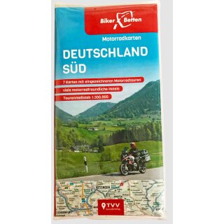 BikerBetten Motorradkarten Deutschland Süd - Set mit 7 Papierkarten 1:300 000