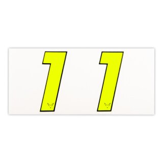 Race Number Sticker, set of 2, neon yellow, 1 mm foam material, # 1
