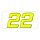Race Number Sticker, set of 2, neon yellow, 1 mm foam material, # 2