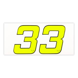 Race Number Sticker, set of 2, neon yellow, 1 mm foam material, # 3