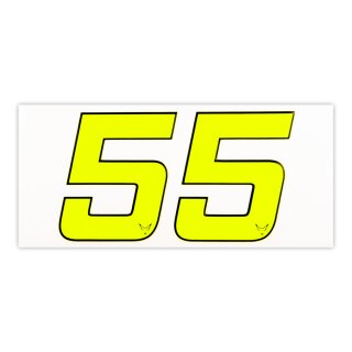 Race Number Sticker, set of 2, neon yellow, 1 mm foam material, # 5