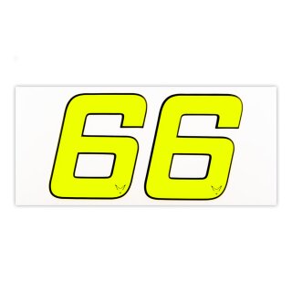 Race Number Sticker, set of 2, neon yellow, 1 mm foam material, # 6