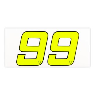 Race Number Sticker, set of 2, neon yellow, 1 mm foam material, # 9