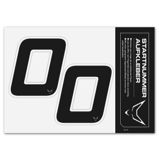 Race Number Sticker, set of 2, black, # 0