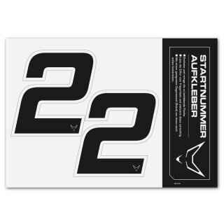 Race Number Sticker, set of 2, black, # 2