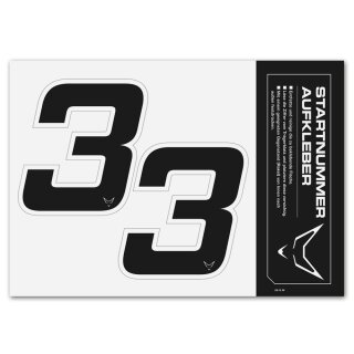 Race Number Sticker, set of 2, black, # 3